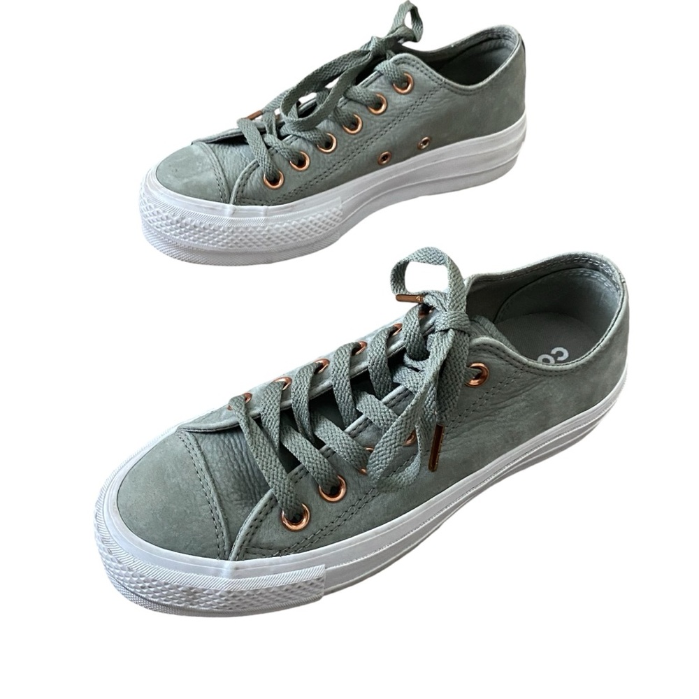 Women's Sage Green Platform Canvas Sneakers